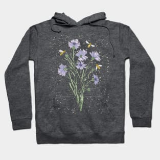 Wildflowers cornflower honey bee Hoodie